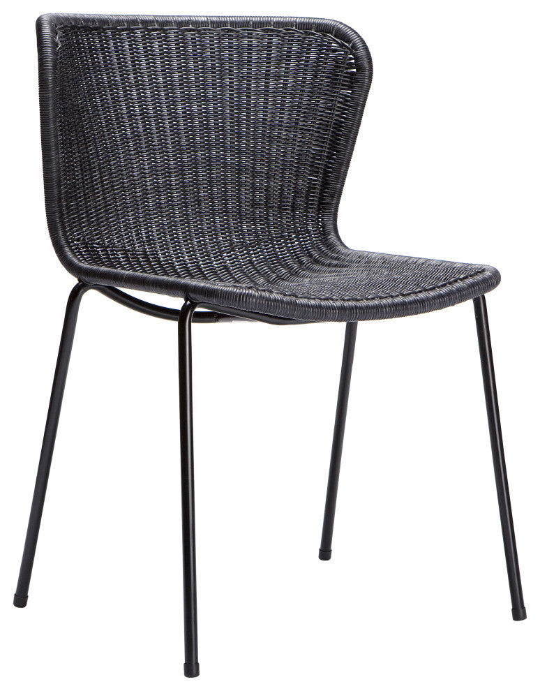 C603 Rattan Dining Chair, Black Frame, Charcoal Seat