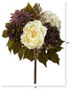 16" Peony, Hydrangea and Dahlia Artificial Flower Bouquet, Set of 2