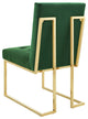 Side Dining Chair, Set of 2, Velvet, Metal, Gold Green, Cafe Bistro Restaurant