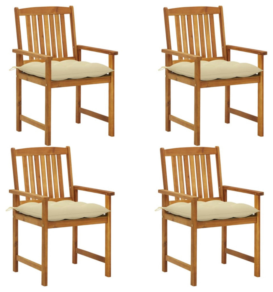 Vidaxl Director's Chairs With Cushions 4-Piece Solid Acacia Wood