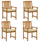 Vidaxl Director's Chairs With Cushions 4-Piece Solid Acacia Wood