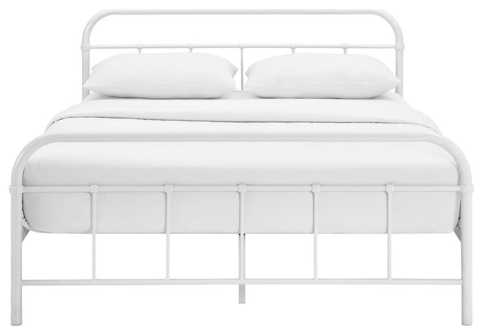 White Maisie Queen Stainless Steel Bed Frame