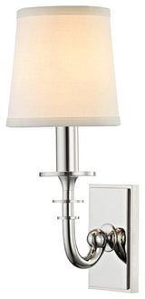 Carroll, 1 Light, Wall Sconce, Polished Nickel Finish, White Glass