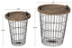 Tenby Nesting Metal and Wood Tray Basket End Tables, Rustic Brown/Black 2 piece