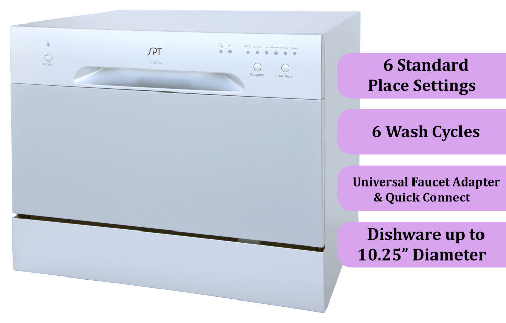 6 Place Settings Silver Countertop Dishwasher