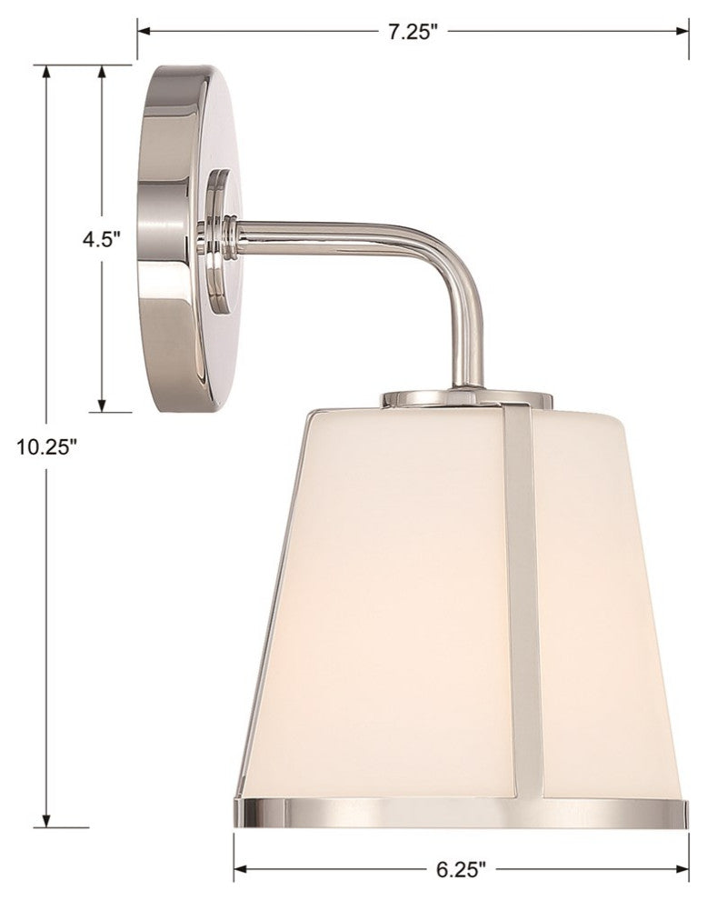 Crystorama Fulton 1 Light Wall Sconce FUL-911-PN, Polished Nickel
