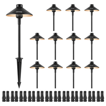 VEVOR 12 Pack Low Voltage Landscape Path Lights 12-24V Outdoor LED Pathway Light