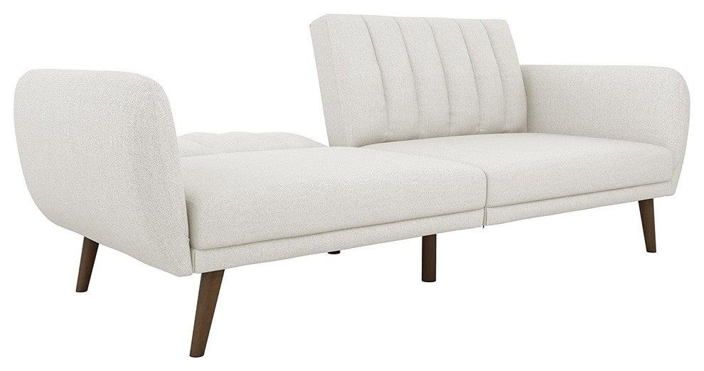 Modern Sofa Futon, Premium Linen Upholstery and Wooden Legs, Gray
