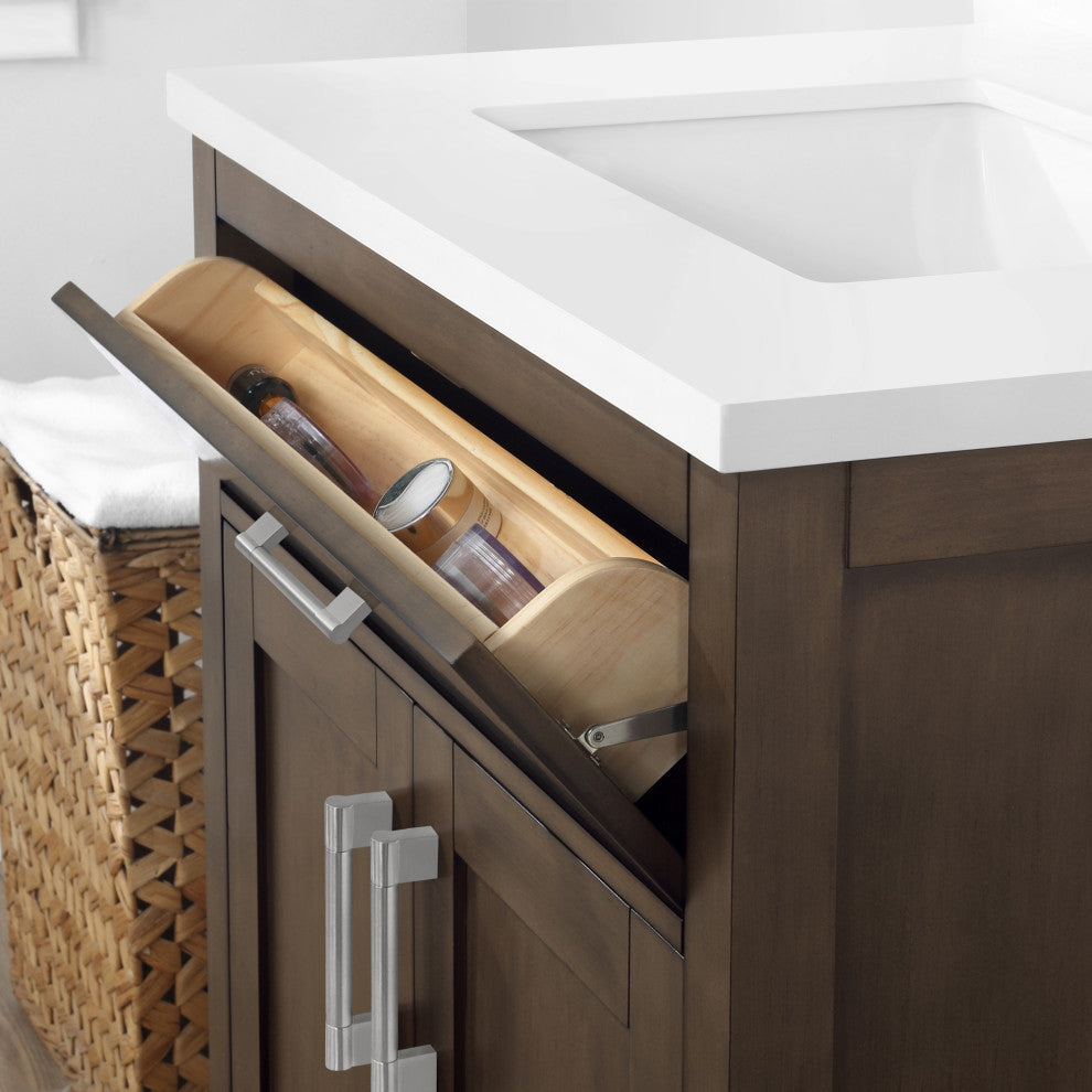 Ove Decors Bailey 30" Single Sink Vanity, Almond Latte With Black Hardware