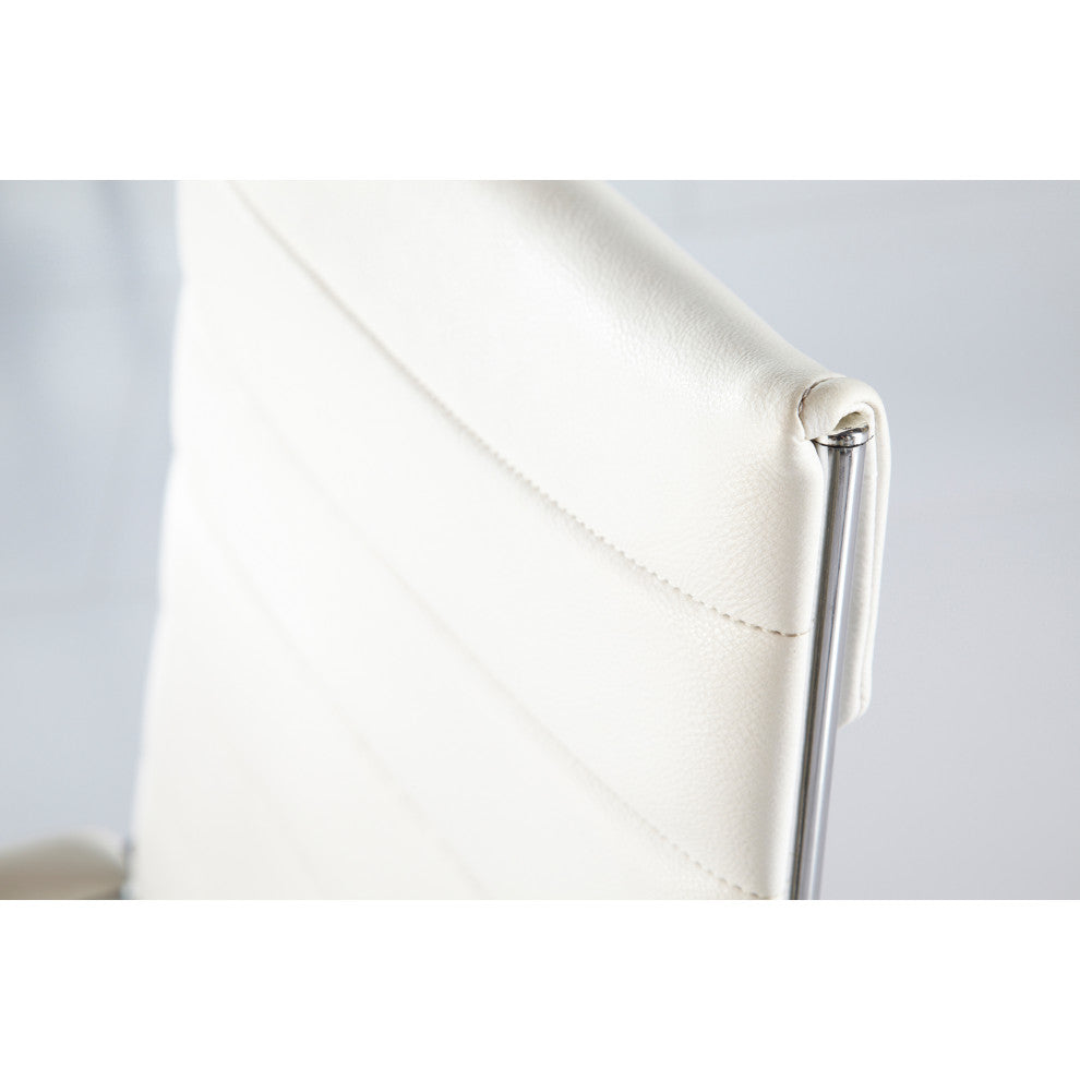 Axel High Back Office Chair, White With Aluminum Base