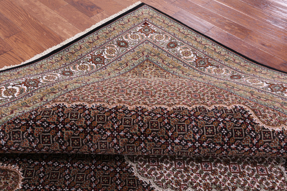 8' 0" X 9' 11" Persian Tabriz Wool & Silk Hand-Knotted Rug - Q13010