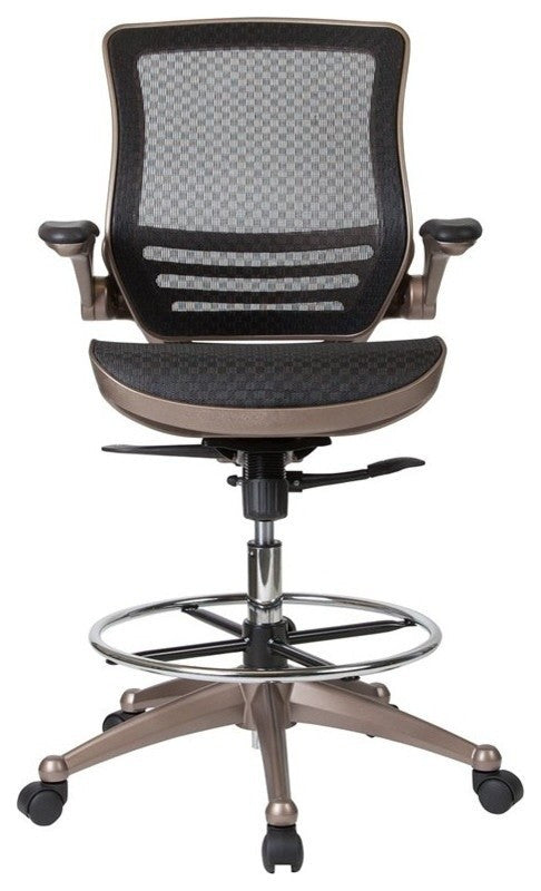 Drafting Chair | Adjustable Height Mid-Back Mesh Drafting Chair with Arms