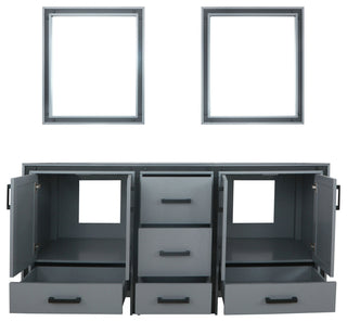 Ziva Transitional Dark Grey 72" Double Vanity, no Top and 30" Mirrors