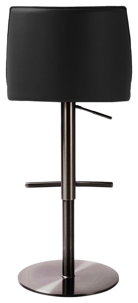 Gala Black Vegan Leather on Black Adjustable Stool