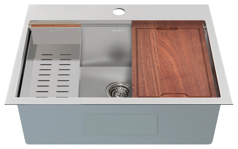 Ravi Single Basin 30x22 Topmount Kitchen Workstation Sink
