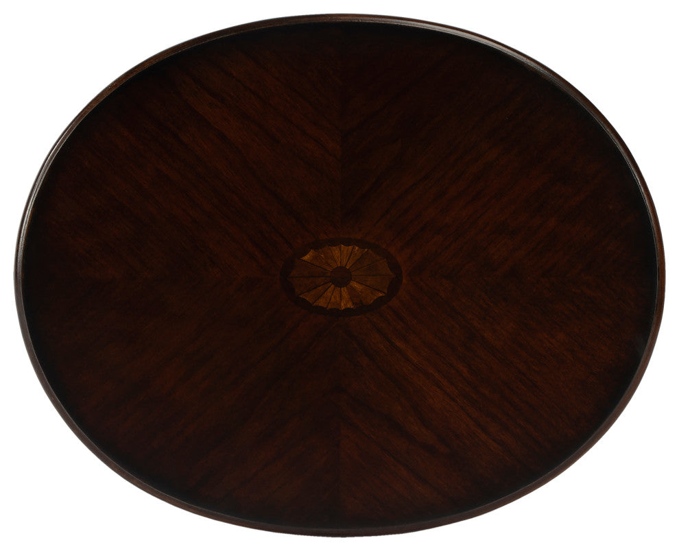 Butler Arielle Yellow Round Accent Table, Chestnut Burl