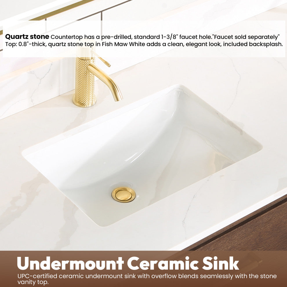 Cristo Floating Bath Vanity With Stone Top, Aged Dark Brown Oak, 72in., With Mirror