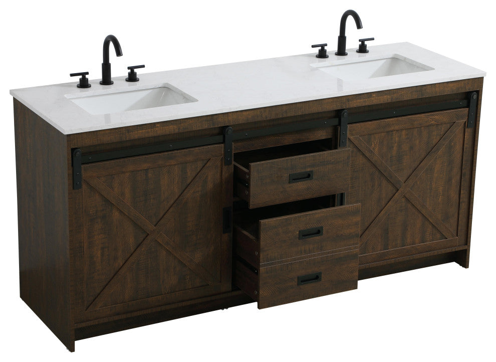 Home Living 72" Double Bathroom Vanity, Expresso