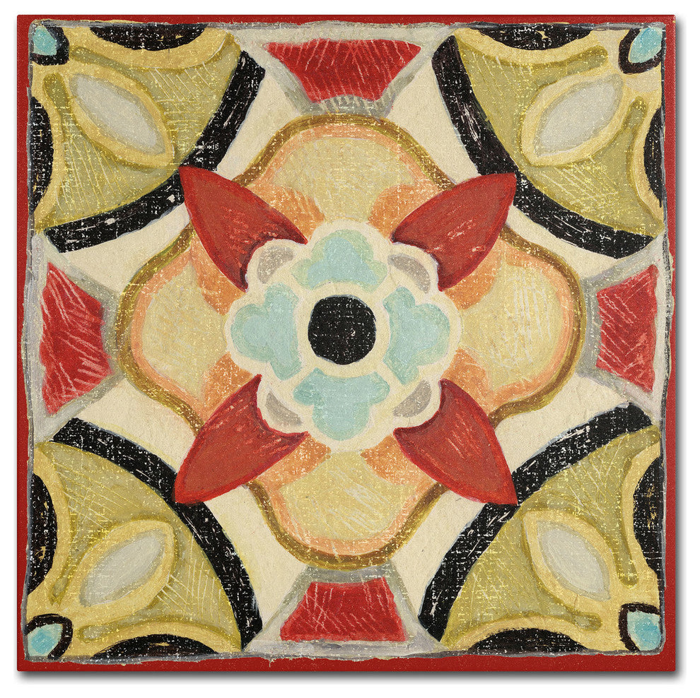 ''Bohemian Rooster Tile Square IV'' Canvas Art by Daphne Brissonnet
