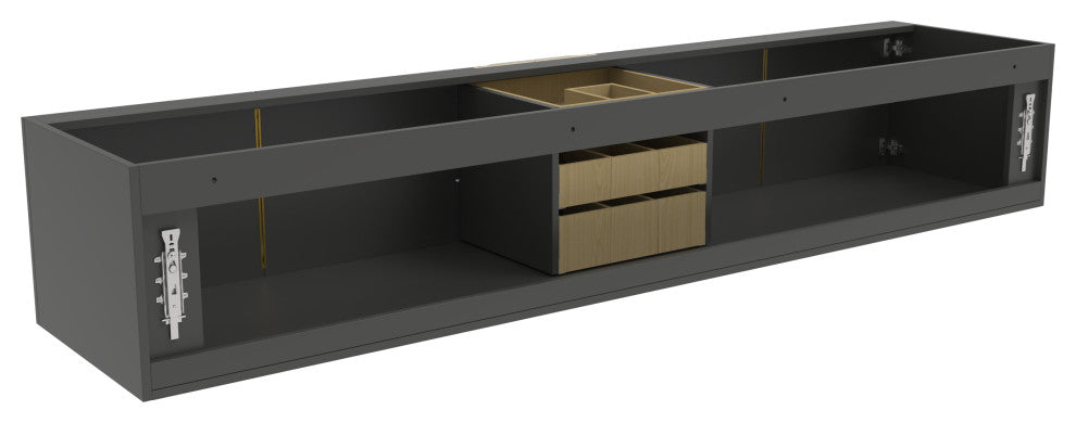 CastelloUSA Alpine 84" Wall Mounted Vanity, Base Only, Black, Gold Handles