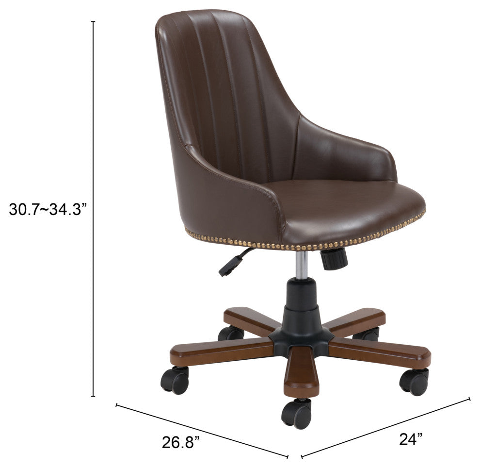 Computer Work Chair, Steel Metal, Fabric, Brown, Gold, Home Business Office