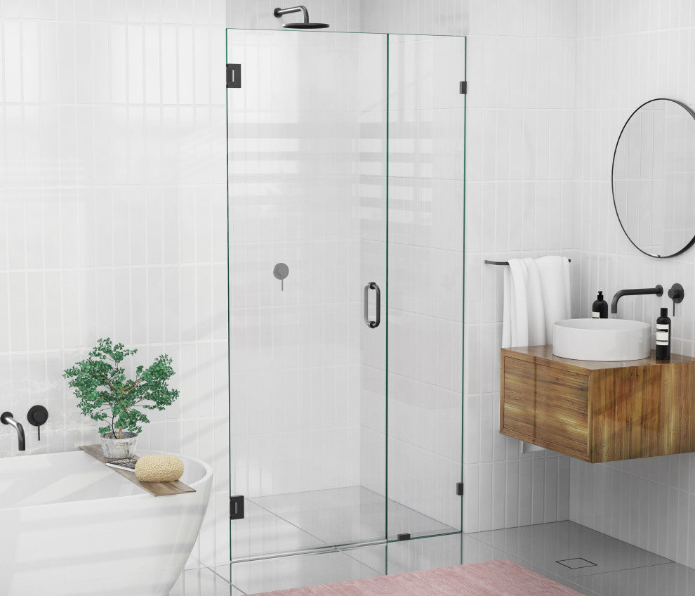 78"x43.5" Frameless Shower Door Wall Hinge, Matte Black