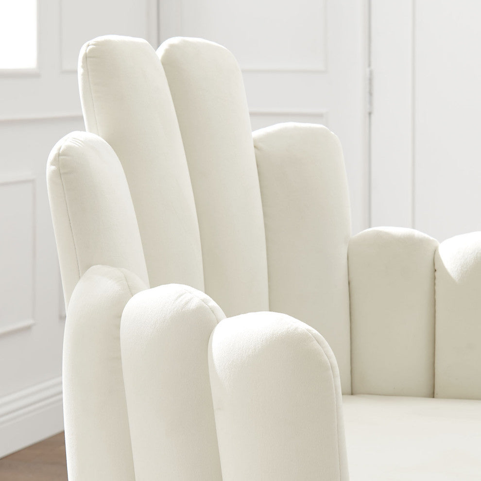 Dining Chair, Set of 2, White Gold, Velvet, Modern Cafe Bistro Hospitality