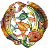Fish Jumping Handpainted Recycled Metal  Wall Art