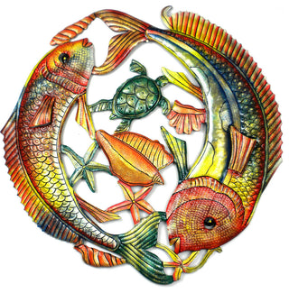 Fish Jumping Handpainted Recycled Metal  Wall Art