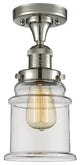 Franklin Restoration Canton 1 Light Semi-Flush Mount, Polished Nickel, Clear