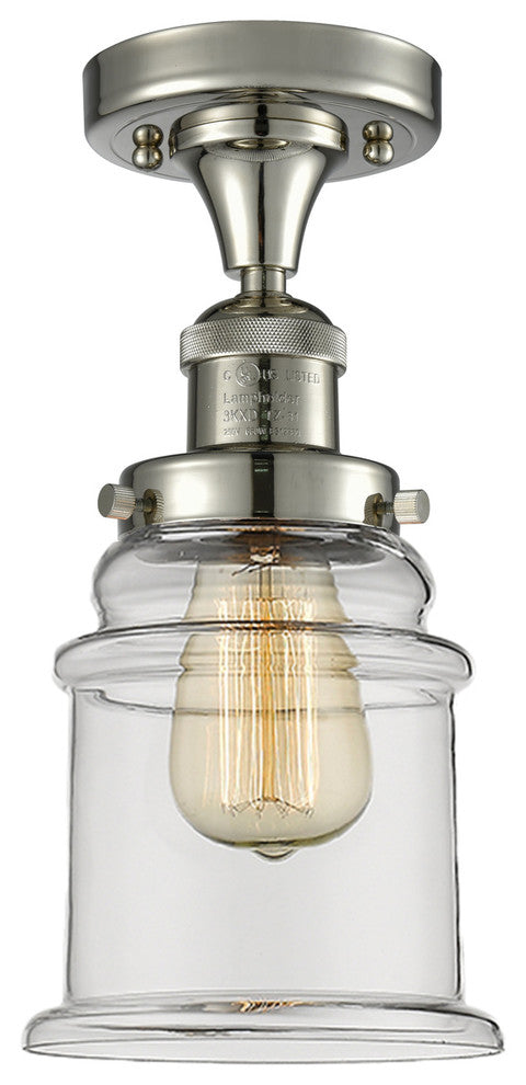 Franklin Restoration Canton 1 Light Semi-Flush Mount, Polished Nickel, Clear