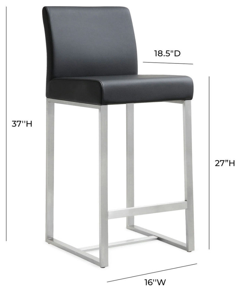 TOV Furniture Denmark Black Stainless Steel Counter Stool (Set of 2)