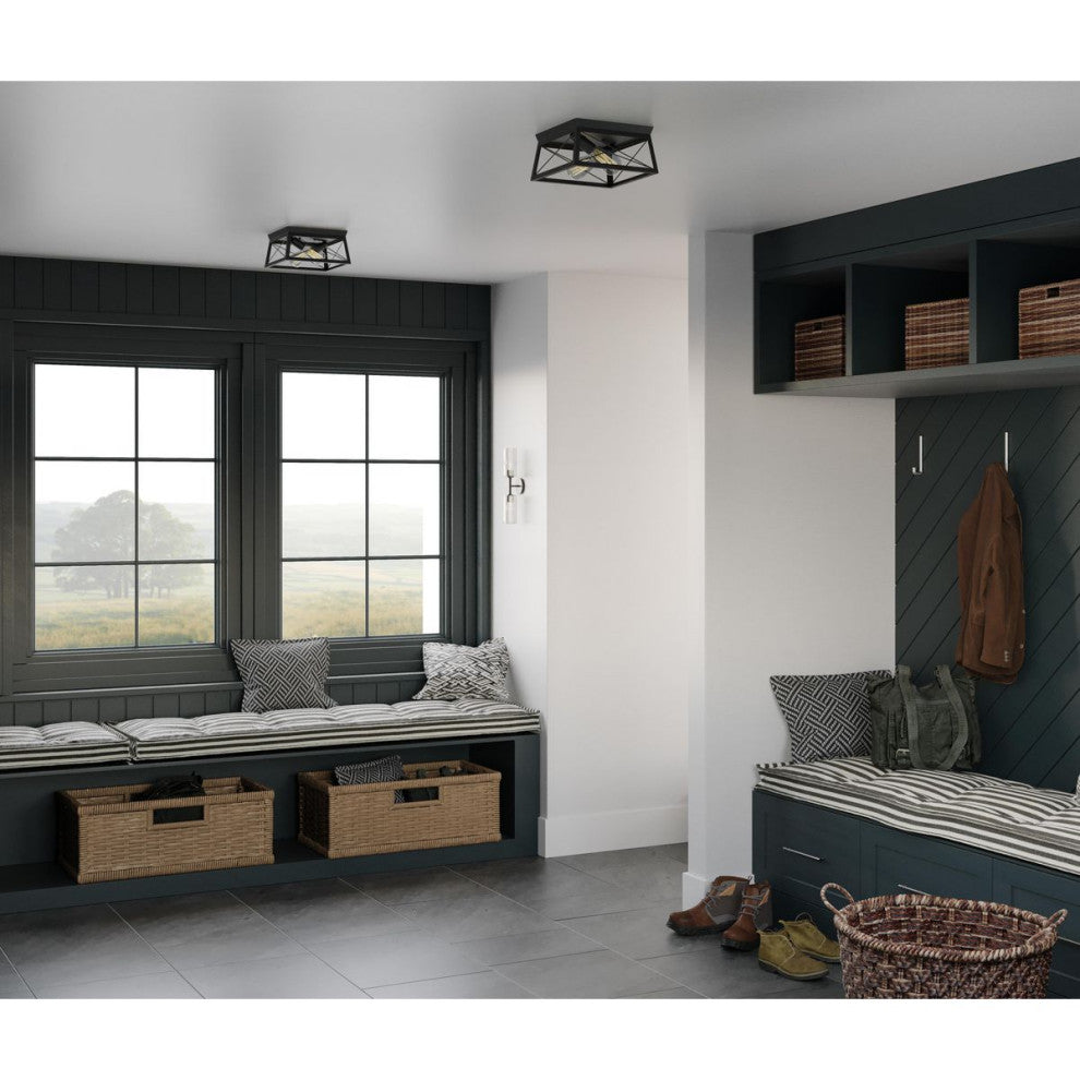 Cofield Collection Two-Light Matte Black Transitional Wall Sconce Vanity Light