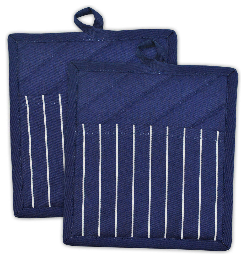 DII Nautical Blue Stripe Chef Pot Holder, Set of 2