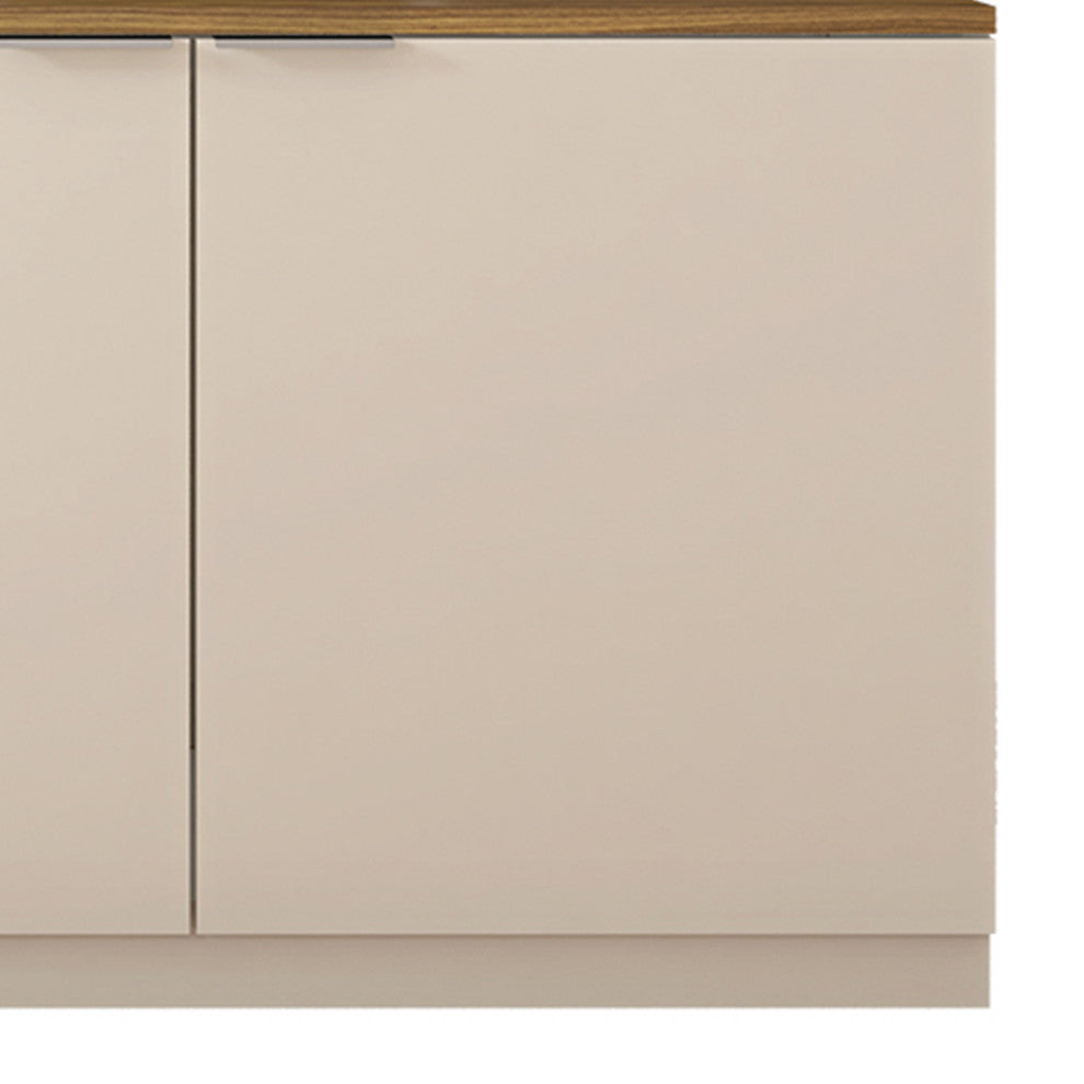 Benzara UPT-271306 Wood Accent Cabinet Console, 2 Doors, Beige, Walnut