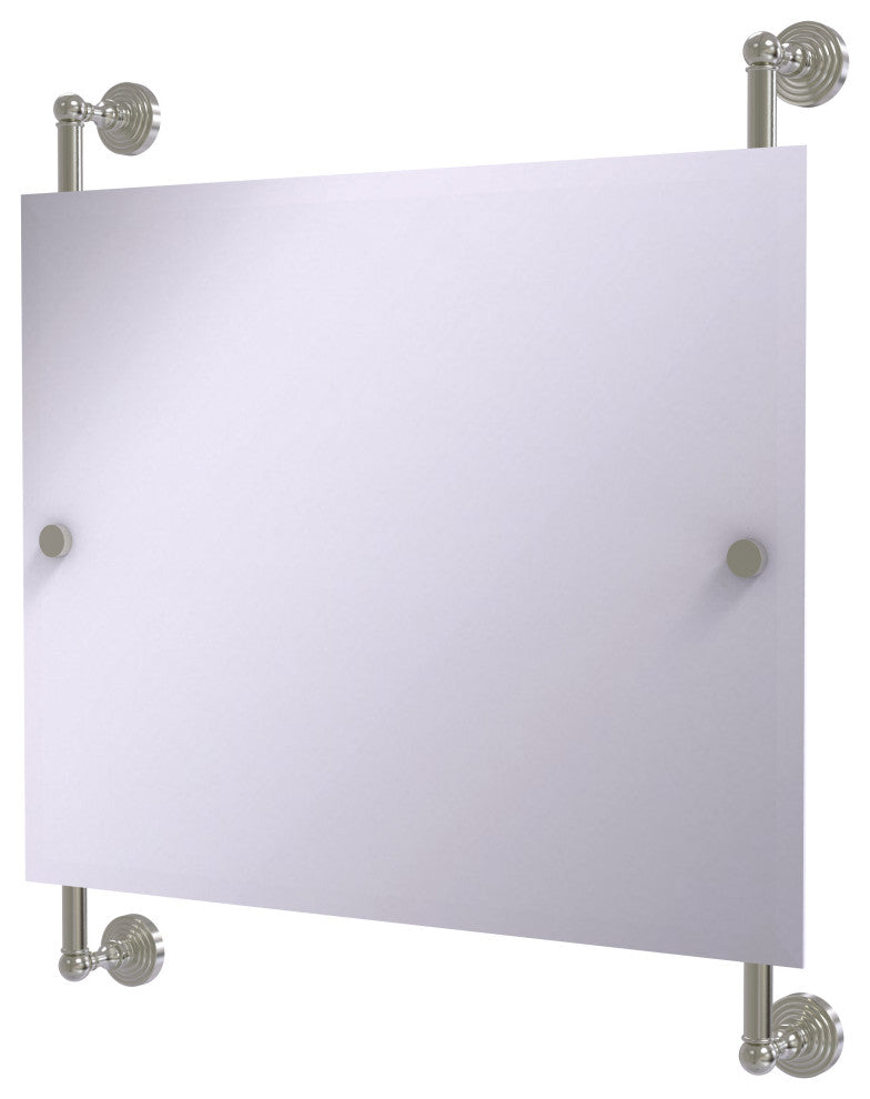Waverly Place Landscape Frameless Rail Mounted Mirror, Satin Nickel