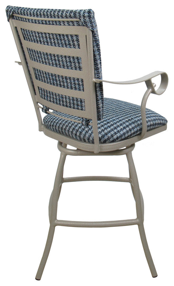 Outdoor/Indoor Jenna Bar Stool Beige Back Pad, Coco Indigo Blue, Beige, 35"
