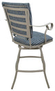 Outdoor/Indoor Jenna Bar Stool Beige Back Pad, Coco Indigo Blue, Beige, 35"