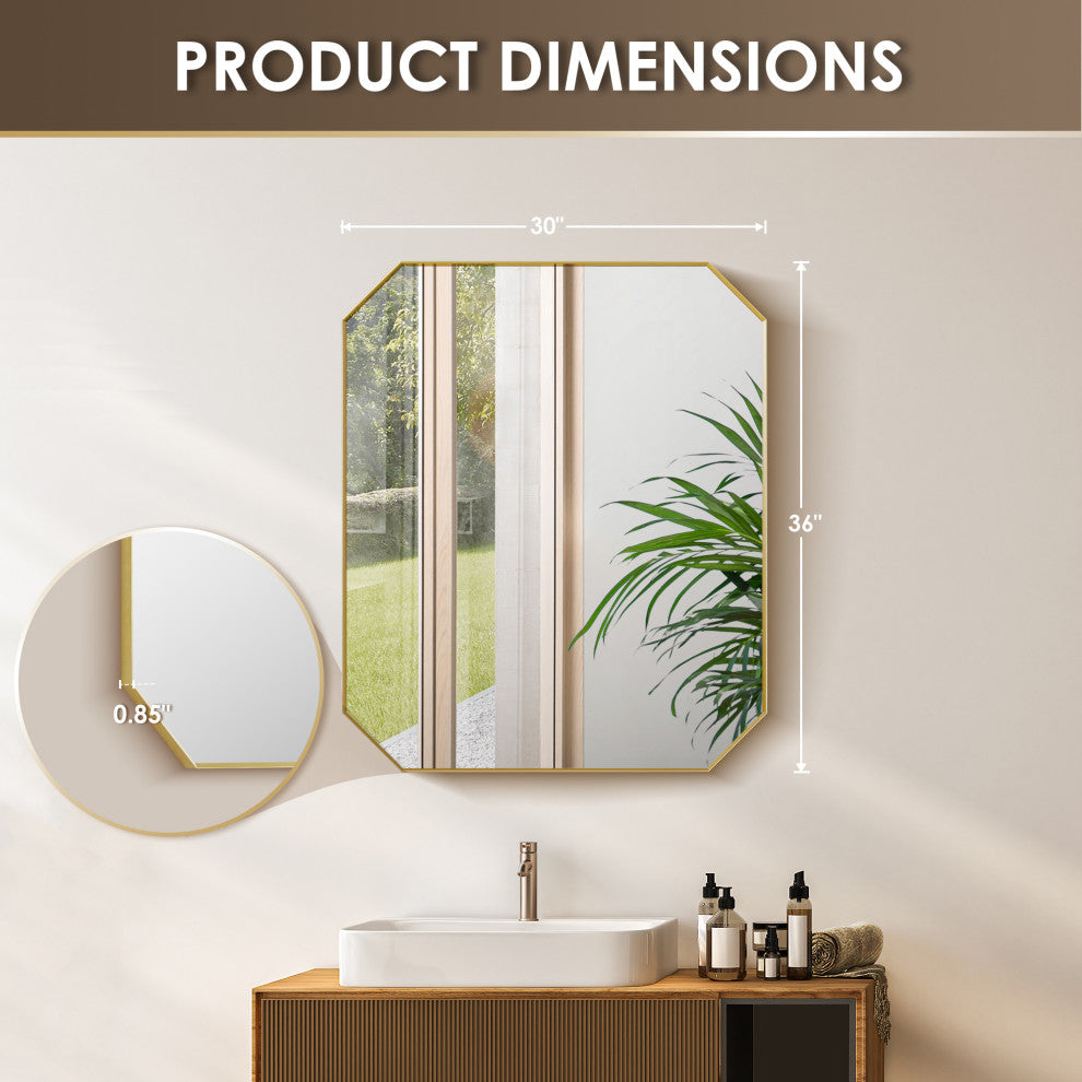 Dieux Rectangular Framed, Matte Black Bathroom Pivot Wall Mirror