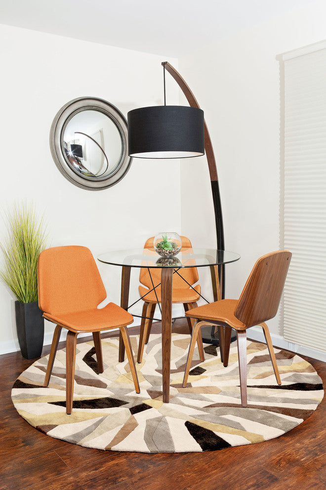 Noah Mid-Century Modern Floor Lamp With Walnut Wood Frame and Marble Base