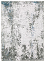 Michaela Machine Washable Marbled Grey/ Blue Indoor Area Rug, Grey, 2'x3'
