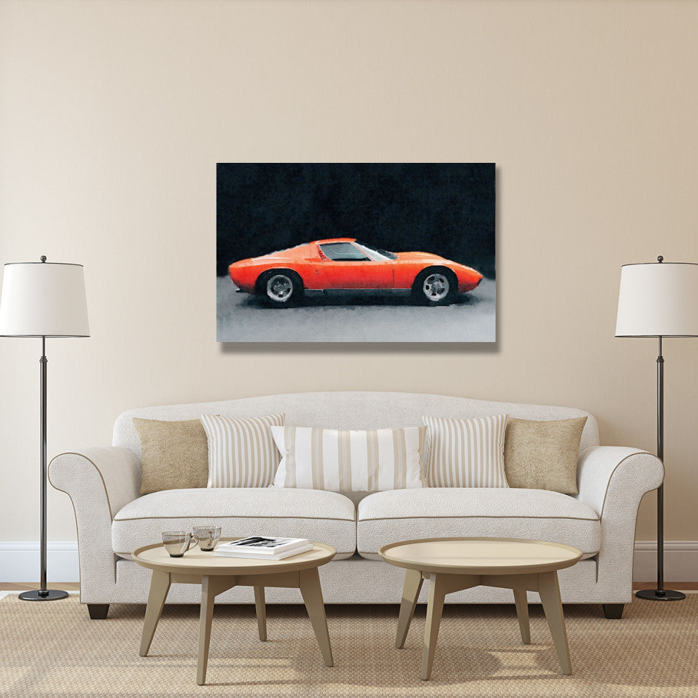 "1971 Lamborghini Miura P400 S Watercolor" Fine Art Print