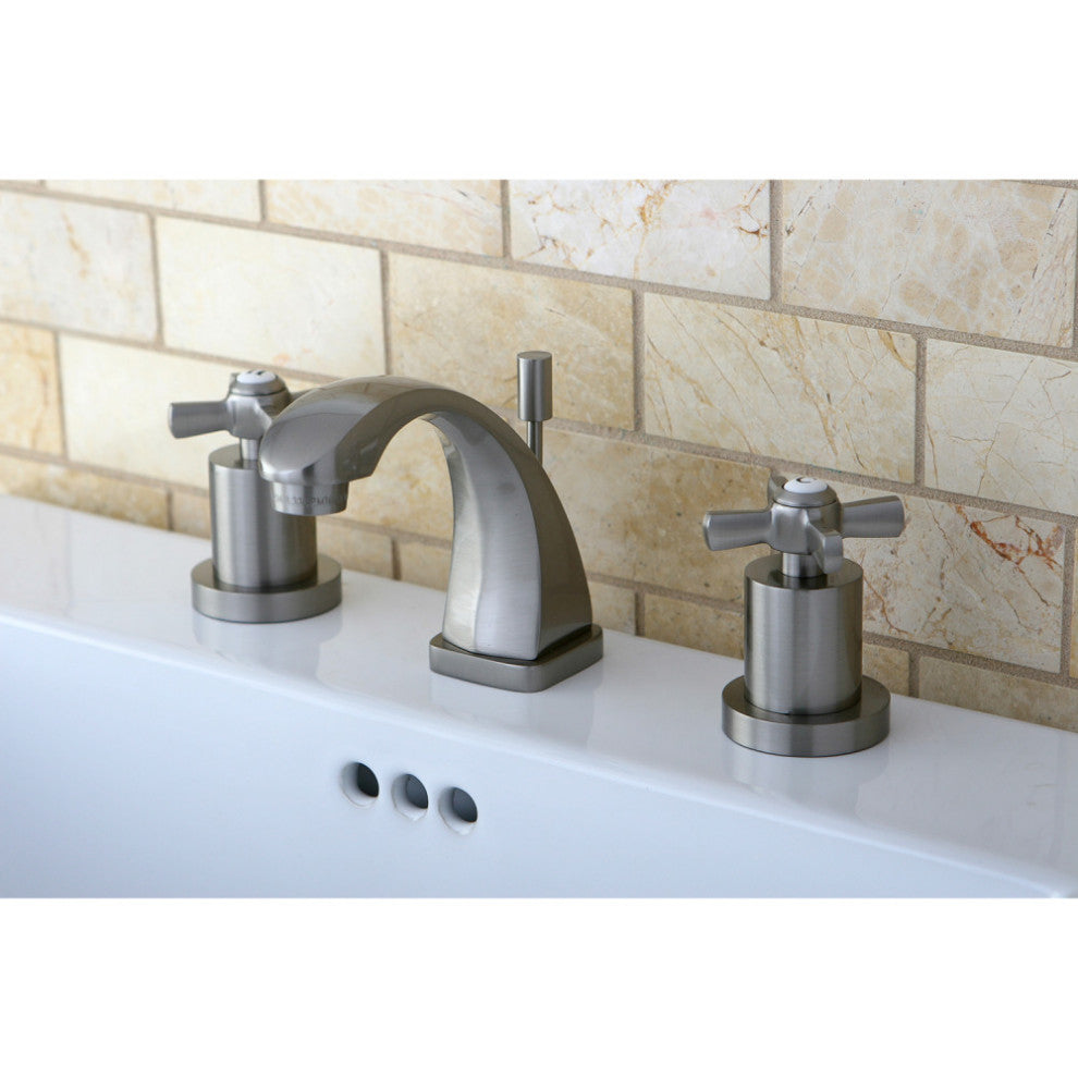 Kingston Brass Widespread Bathroom Faucet With Brass Pop-Up, Brushed Nickel