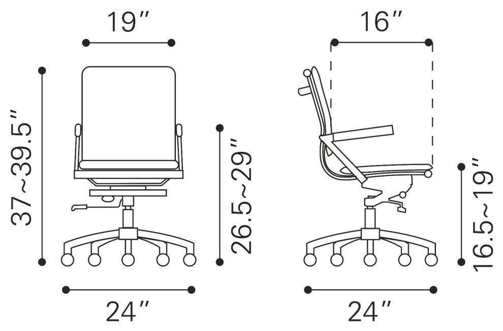 Computer Chair, Faux Vinyl Leather, Steel, Black, Silver, Home Business Office
