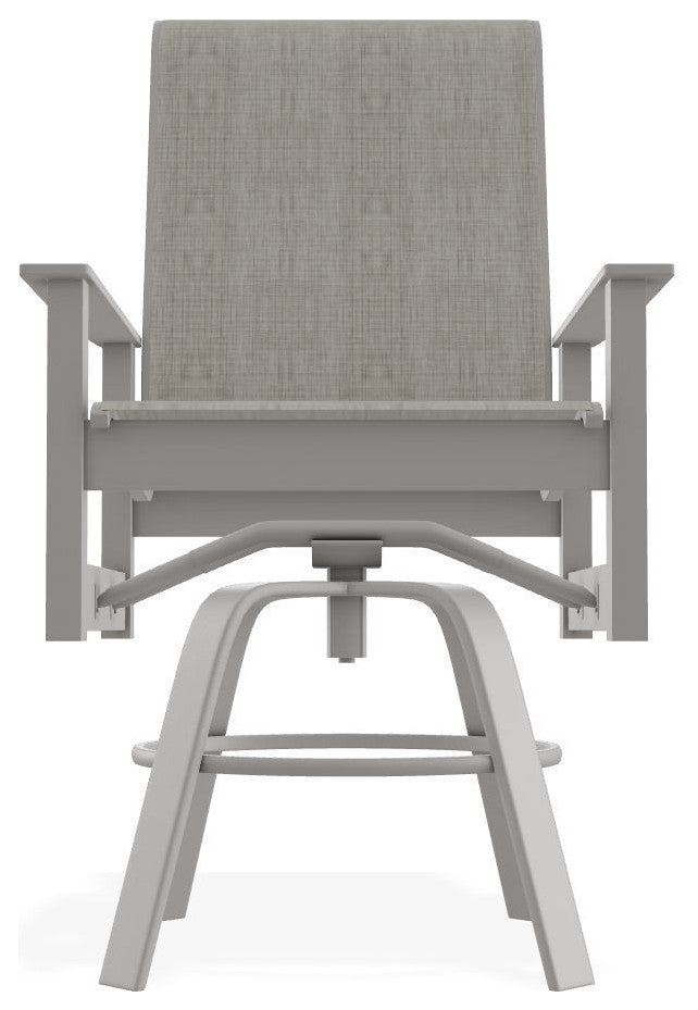 Leeward Sling Balcony Height Outdoor Swivel Armchair, Smoke/Warm Gray