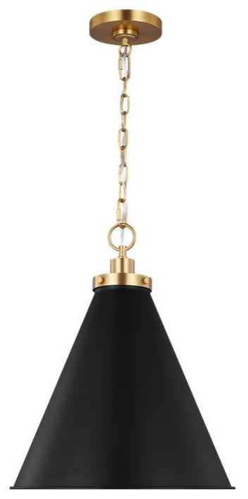Generation Lighting, CP1271MBKBBS, Medium Cone Pendant, Midnight Black
