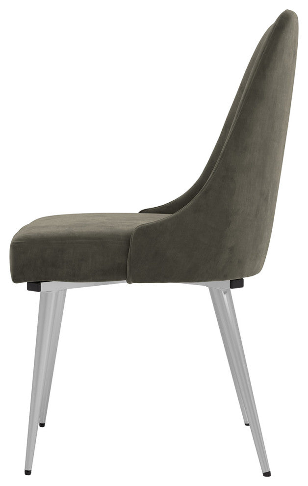Set of 2 Dining Side Chair with Metal Legs, Loden and Chrome