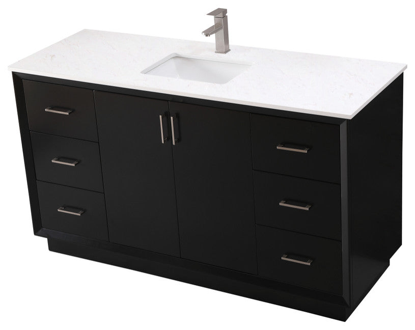 60" SIngle Bathroom Vanity, Black