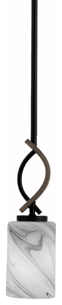 Monterey 1-Light Mini Pendant, Matte Black & Painted Distressed, 4" Onyx Swirl