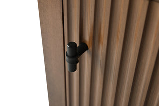 Vanity Art 21" Freestanding Linen Cabinet, Linear Walnut, Matte Black Handle